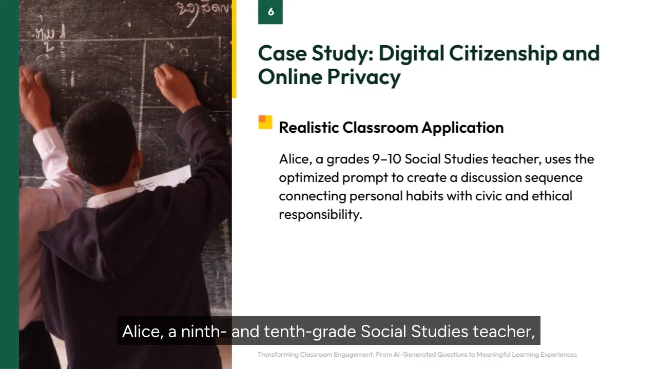 Slide titled Case Study Digital Citizenship and Online Privacy