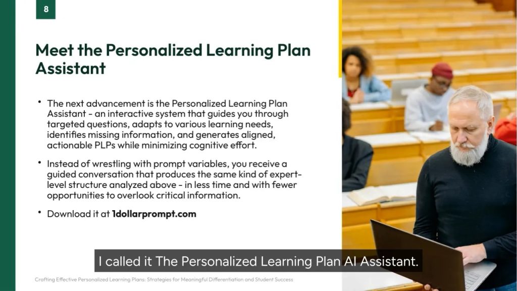 Personalized learning plan assistant guide